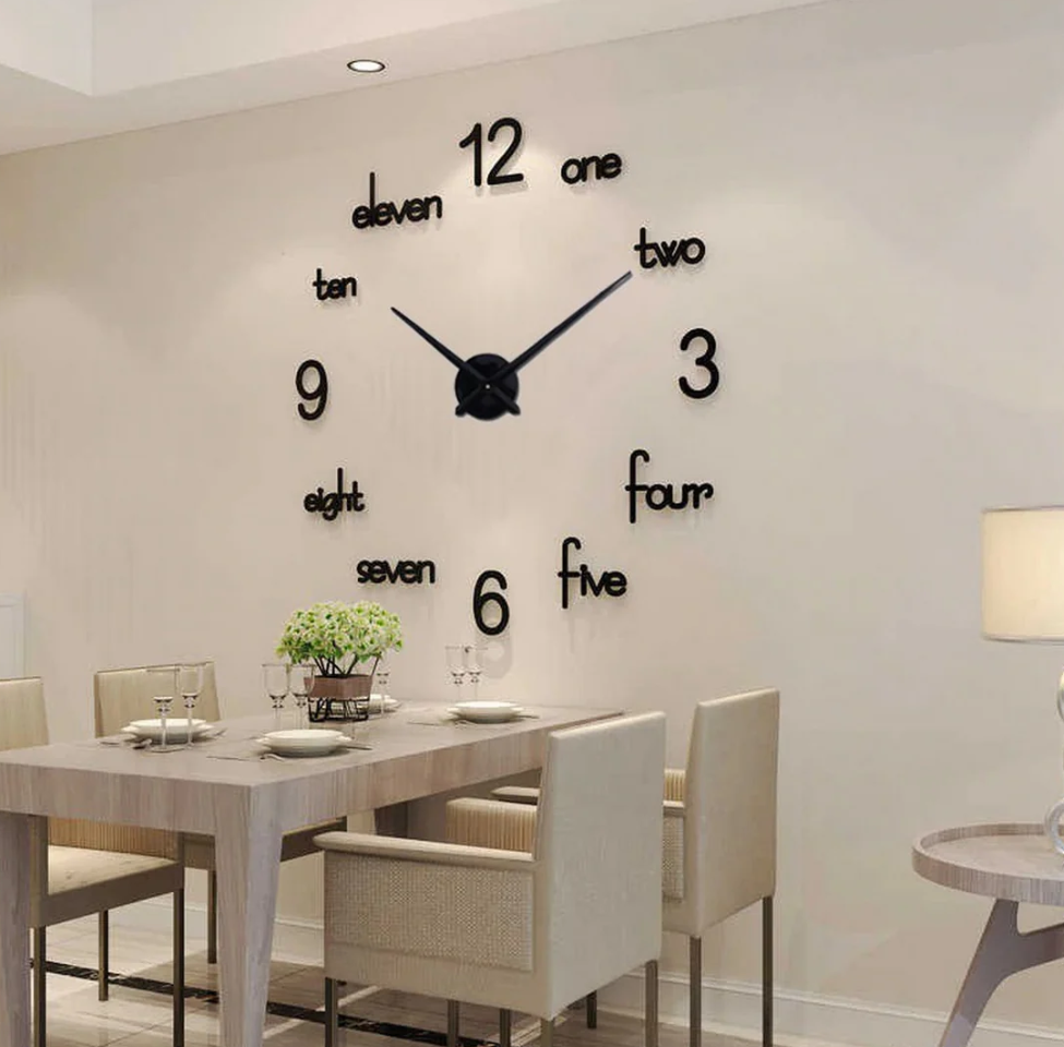 3D Wall Clock, Frameless Wall Clock ( FOR UAE ONLY)